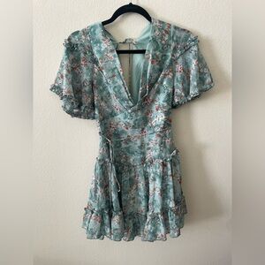 Saints + secrets Chic Floral V-Neck Mini Dress